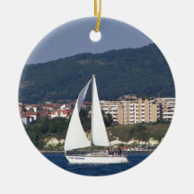 Small Yacht Christmas Ornament