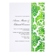 Smaragdgrün-Vintage Damast-Spitze-Hochzeit Personalisierte Einladungen
