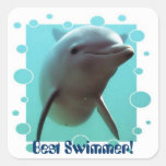 Smiley der Delphin! Quadrataufkleber