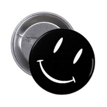SMILIE BLACK WHITE ANSTECKNADELBUTTON