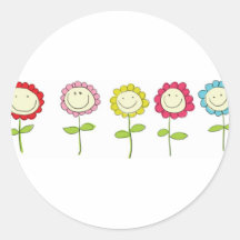 Smilin Blumen Runde Sticker