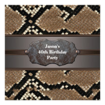 Snakeskin Metall bemannt 40. Geburtstags-Party Individuelle Einladungskarte