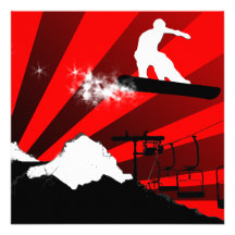 Snowboard: Pulverspur Individuelle Einladungskarte