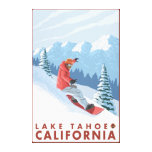 Snowboarder-Szene - Lake Tahoe, Kalifornien Galerie Faltleinwand