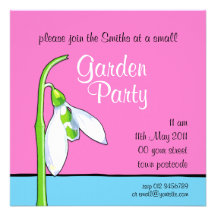 Snowdrop rosa blaue Garten-Party Einladung