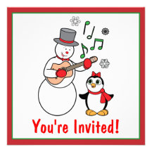 Snowman-und Penguin-Party Einladung