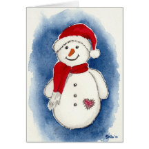 Snowmann Santa Grußkarte