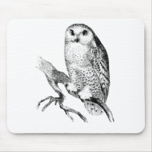 Snowy-Eulen-Vintager hölzerner Stich Mousepad