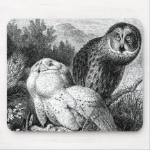 Snowy - gehörnte Eulen-Vintager hölzerner Stich Mousepad
