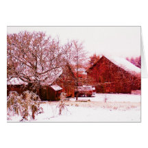 Snowy-Scheune Grußkarte