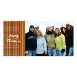 So niedliche rote karierte frohe Weihnachten Photokartenvorlage