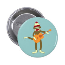 Socken-Affe-Akustikgitarre-Knopf Button