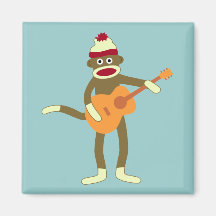 Socken-Affe-Akustikgitarre Kühlschrankmagnete