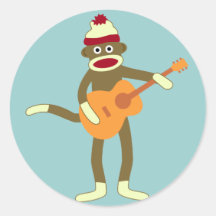 Socken-Affe-Akustikgitarre Sticker