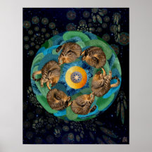 Somersaulting Plakat des Universum-(kosmische Katz