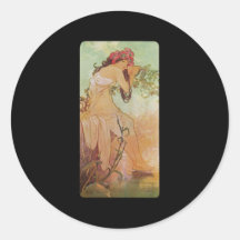 Sommer Alphonse Mucha Ete Runde Sticker