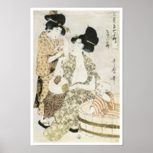Sommer-Bad, Utamaro, 1800s Plakatdruck