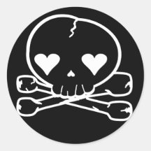 Sonderbares Schädel Goth Kawaii Art SCHWARZES Runder Sticker