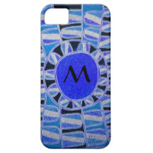 SONNE-SONNENENERGIE-MONOGRAMM blaues weißes Schwar Etui Fürs iPhone 5
