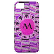 SONNE-SONNENENERGIE-MONOGRAMM Rosa-lila Schwarzes iPhone 5 Etuis