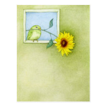 Sonnenblume-Vogel-Postkarte