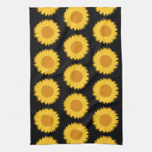 Sonnenblumen kopieren auf Schwarzem Küchenhandtuch