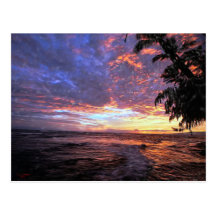 Sonnenuntergang an der Strand-… Postkarte