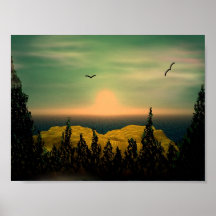 Sonnenuntergang auf dem Ufer Posterdruck