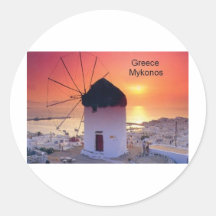 Sonnenuntergang Griechenlands Mykonos (St.K) Runde Sticker