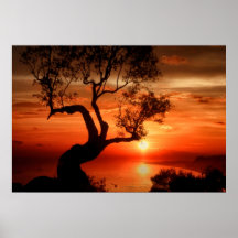 Sonnenuntergang in dem Meer Plakat