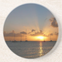 Sonnenuntergang mit Segelboot-Untersetzer