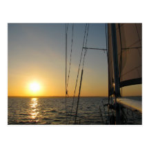 Sonnenuntergang-Segel Postkarten