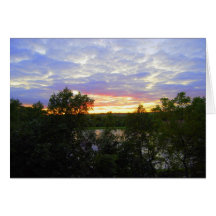 Sonnenuntergang über dem Teich Grußkarte