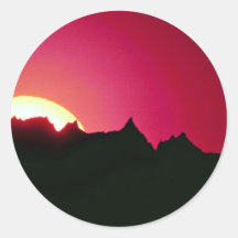 Sonnenuntergang über Ödlandspitze Runder Aufkleber