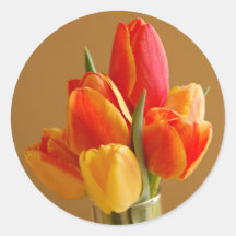 Sonnige Tulpen Runder Aufkleber