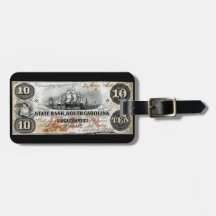 South Carolina 1860 zehn Dollar-Anmerkung Kofferanhängern