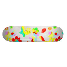 Spaß-bunter Blumen-Schmetterlings-Vogel-Frühling Skateboard Bretter