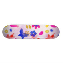 Spaß-bunter Blumen-Schmetterlings-Vogel-Frühling Skateboardbretter