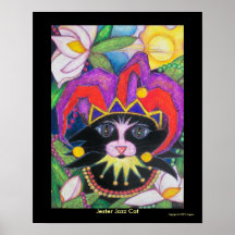 Spaßvogel-Jazz-Katze Posterdruck