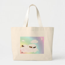 Spielen über der Regenbogen-Brücke Leinentasche