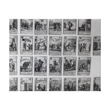 Spielkarten, die Episoden darstellen Gespannter Galeriedruck