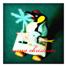 Spielzeug-Pinguin · Weihnachtskarte Individuelle Einladungskarten