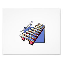 Spielzeug Xylophone mit Holzhammern, blaue Grafik Photographischer Druck