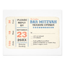 Sport-Stern-Bar Mitzvah Antwort-Karte w/dinner, bl Individuelle Ankündigung