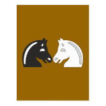 Springer schwarz weiss knight black white postkarten