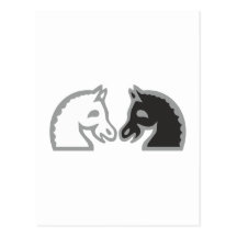 Springer schwarz weiss knight black white postkarten