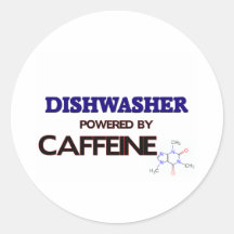 Spülmaschine angetrieben durch Koffein Runde Sticker