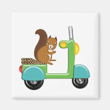 Squirrel on a Scooter Magnet