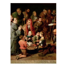 St. Diego von Alcala Nahrung gebend den Armen Postkarten