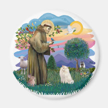 St Francis (ff) - weiße persische Katze Magnete